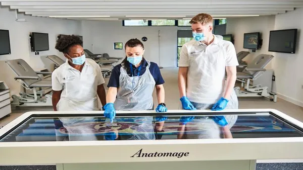 Nursing students in hospital lab