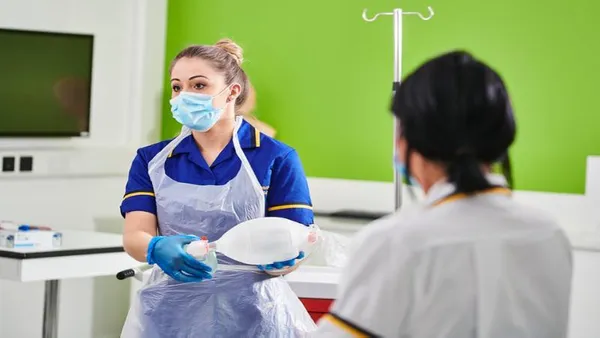 Nursing students in hospital lab