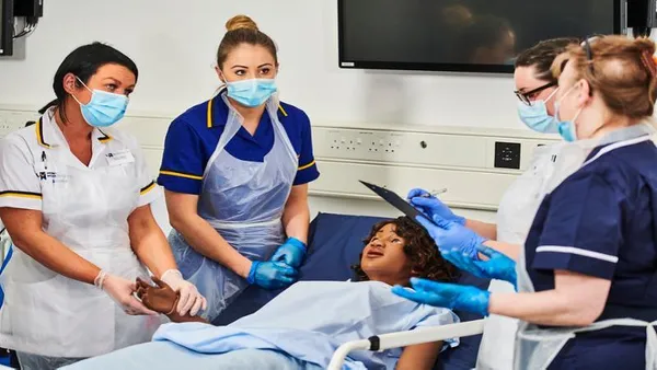 Nursing students in hospital lab