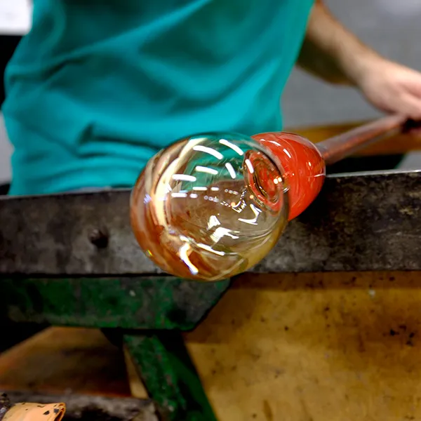 Glass blowing in the Hot Shop studio