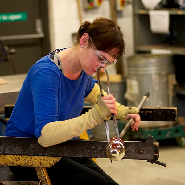 Glass blowing in the Hot Shop studio