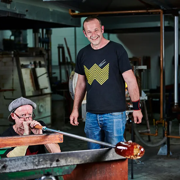 Glass blowing in the Hot Shop studio