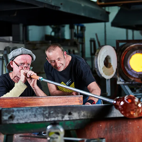 Glass blowing in the Hot Shop studio