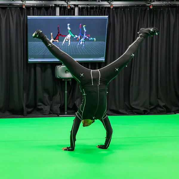 Student using the motion capture studio