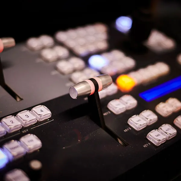 Control desk in the TV studio