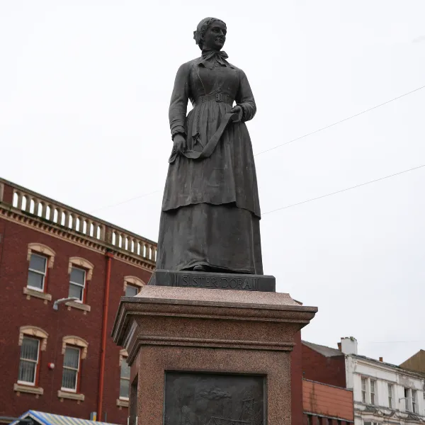 Statue of Sister Dora with her name chiselled in the stone